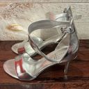 Ivanka Trump  Women’s Silver Leather Ankle Strap Gelana Sandals Size 7 Photo 2