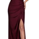 La Femme Ruched Jersey Gown Dark Berry Prom Dress Photo 0