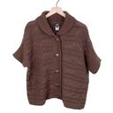 Talbots  Short Sleeve Cable Knit Shawl Collar Cardigan Sweater Brown Size 1X Photo 0