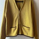 Vintage 70s mustard yellow cardigan sweater button up cottagecore retro v neck Size L Photo 1