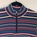 cj banks  Cotton Candy Stripe Stretch Knit 1/4 Zip Long Sleeve Top Photo 1