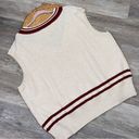 Abound Nwt  preppy sweater vest pullover cable knit cream & maroon Photo 2