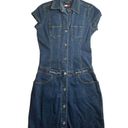 Tommy Hilfiger Vintage Tommy Jeans Y2K Denim Short Sleeve Button Front Jean Dress Stretch Sz S Photo 2