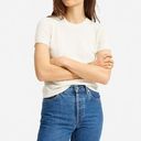 Everlane  The Cashmere Crewneck Short Sleeve Cream Speckled Sweater Size Small Photo 0