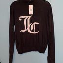 Juicy Couture  Mock Neck Intarsia Logo Sweater in Pitch Black Size Large Photo 0