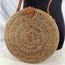 Collection 18 Hand Crafted Round Rattan Bali Bag Purse Crossbody Floral Lining Photo 1