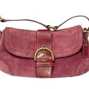 Coach  Signature Purple Suede Leather Sufflette Handbag Photo 0