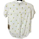 Rae Dunn NWT  Linen Rayon High Low Pineapple Print Short Sleeve Button Up - Small Photo 1