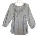 Max Studio  Shirt Women Medium Gray Stripe Long Sleeve V-Neck Photo 0