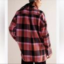 Free People New Izzy Cargo Shirt checkered pink black  szL flannel plaid jacket Photo 1