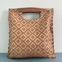 Anthropologie Deux Lux Cara Foldover Braided Tan Metallic Woven Clutch Photo 3