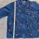 Erika  Blue Denim Floral Jacket Size M Photo 5