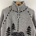 Coldwater Creek Vintage Light Grey Knit Bear Cozy Cabin Stitch Mock Neck Sweater Photo 1