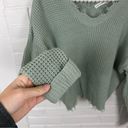 The Moon  & Madison Seafoam Sage Green Cropped Raw Hem Knit Sweater Size XS Photo 6