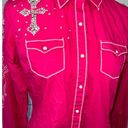 Ariat  Western Shirt Medium Long Sleeve Dark pink Cross Studs Pearl Snap Barbie Photo 1