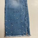 Maurice's  Beaded, Light Washed,Distressed, Cropped Jeans,Size 13/14, Blue,raw hem Photo 6