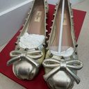 Valentino Garavani  ROCKSTUD LEATHER BALLERINA FLAT IN GOLD size 38 Photo 2