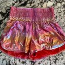 Free People  Movement The Way Home Shorts In Pink Rainbow Metallic Size Medium Photo 2