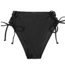 Relleciga Women's Black(Strappy Crossing) High Cut High Waisted Bikini Bottom Size Small Photo 2