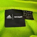 Ivy Park  x Adidas Solar Green Houndstooth Cropped Long Sleeve Hoodie Size Large Photo 2