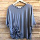 Treasure & Bond  Blue Ruched Keyhole Short Sleeve Tee Size Small NWT Photo 0