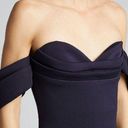 Badgley Mischka  Off-the-Shoulder Pleated Bustier Scuba Dress Navy Womens Size 12 Photo 1