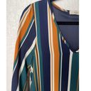 Entro  Womens Long Sleeve Dress Size Small Green Stripe V Neck Retro Fall Colors Photo 2