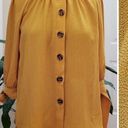 Dress Barn  Mustard Gold Metallic Thread Button Blouse Size XS See Description Photo 0