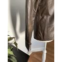 BCBGMAXAZRIA BCBG MAX AZARIA Leather Jacket Womens Size 8 Brown Long Sleeve Buttons Front Photo 4