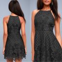 Black Swan  • Charlotte Lace Skater Dress mini apron neck crochet Charcoal Grey Photo 11