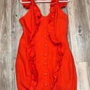 Karlie orange red  boutique dress button ruffle button front size Large Photo 4