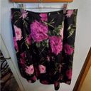 Talbots  SIZE 8 black skirt with large purple and pink flowers and a-line Photo 2