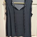 Tommy Hilfiger BLOUSE NAVY BLUE WHITE POTS SLEEVELESS TOP SIZE L Photo 1