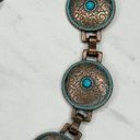 Faux Turquoise Studded Western Concho Metal Chain Belt Size Medium M Large L Photo 5