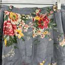 Ralph Lauren  Vintage High-Rise Cuffed Shorts in Blue Linen Pink Floral Size 16 Photo 9