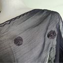 Vintage Sheer Black Scarf Embroidered Polka Dot Boho Fairy Grunge Goth 13x58 Photo 3