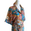 The Bar Dodo Or Printed Nancy Dress in Orange & Blue Medium Womens Midi Retro Floral Photo 7