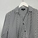 The Comfy  USA Women S White Black Stripe Blouse Oversized Asymmetrical Long Sleeve Photo 4