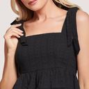 Lost + Wander  Black Babydoll Top with Delicate Hem & Tie Shoulders Size Medium Photo 2