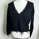 Wild Honey NEW  Dylan women's black V neck sweater w/distressed hems S oversized Photo 6