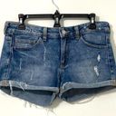 Mango Denim & Tees Blue Denim Cut Off Cuffed Shorts with Frayed Hem Size 6 Photo 10