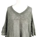 J.Jill  Linen Blend Relaxed Knit Poncho Crochet Sweater Olive Green One Size Photo 1