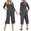 Torrid  Jumpsuit Belted Cropped Wide Leg Cotton Jersey Knit Grey Plus Womens 2X Photo 1