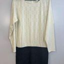 Esley NWT  Cream and Black Faux Leather Long Sleeve Sweater Dress Size Large Photo 0