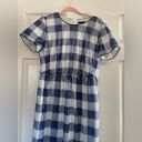 J.Crew NWT  Short-Sleeve Sequin Dress In Gingham Women Blue/White Midi Size 10 Photo 4