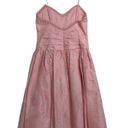 Badgley Mischka  Womens Fit & Flare Dress Pink Ruched Midi Spaghetti Strap Silk 6 Photo 4