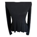 BCBGMAXAZRIA  Womens Audrey Black Long Sleeve Knit Peplum Top Solid Silk M Photo 4