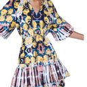 Alexis  Kasi Puff Sleeve Multi Color Mini Dress with Ruffles Tassel Ties Size XS Photo 0