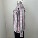 Peace Love World  plaid mock Neck Blouse Top Size M Smocking Detail Photo 3