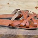 American Eagle  Women's Size 10 Leather Slide Strappy Sandals Brown Durable Soles Photo 3